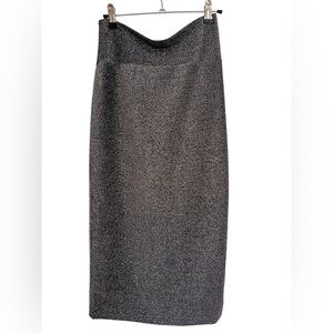 Bisou Bisou. Women’s Metallic Silver Midi Skirt . Size M Color Silver